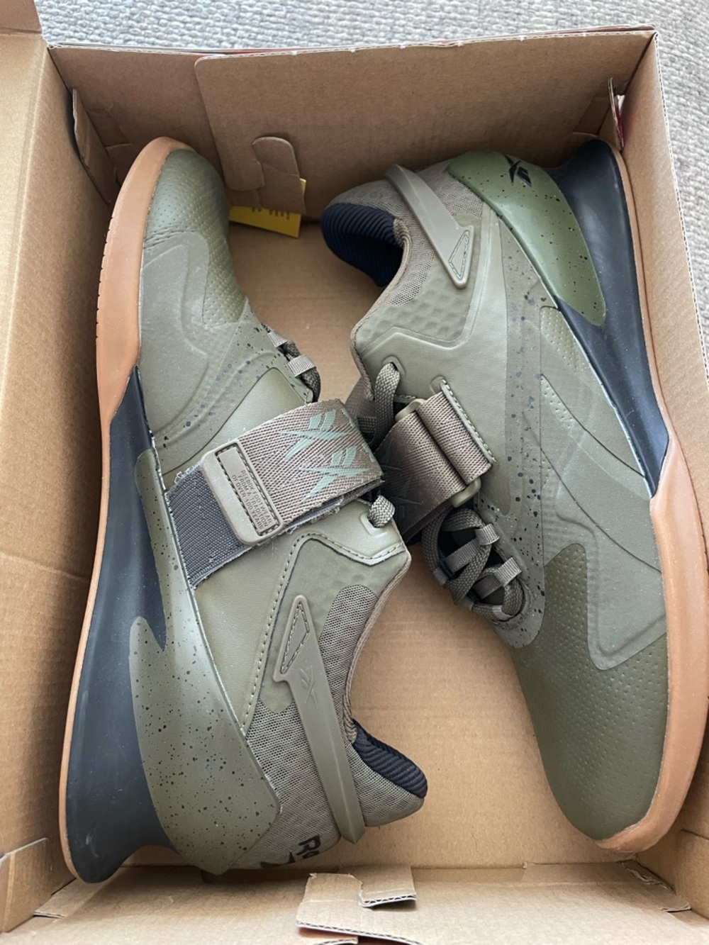 Reebok Men's Olive Green Training Sneakers with Gum Sole